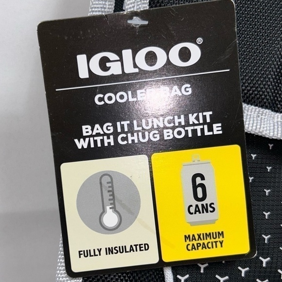 IGLOO Cooler Lunch Bag and Free Chug Bottle Insulated Top Handle Carrier Snap - Picture 7 of 10